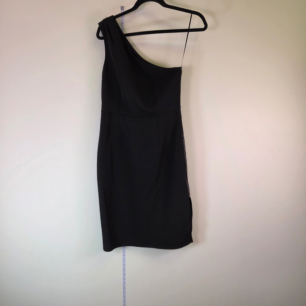 Express Black One Shoulder Cocktail Dress Exposed Side Zip Sheath Size 6